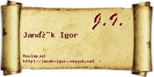 Janák Igor névjegykártya
